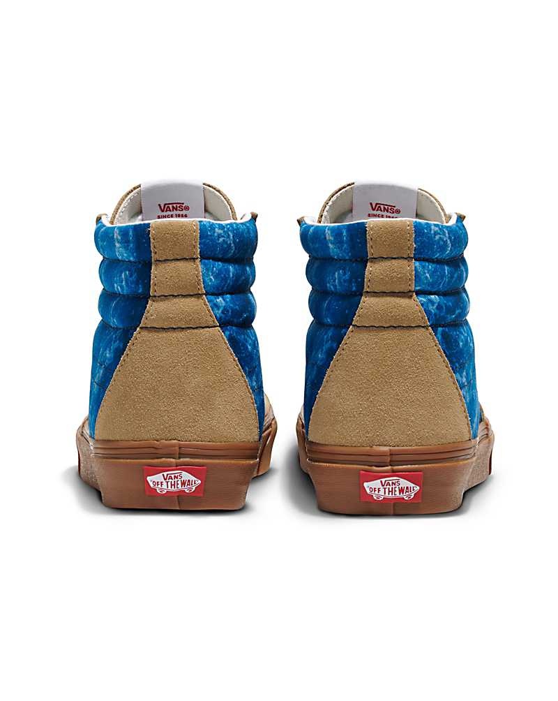 Men's Vans Customs Image Library Water Sk8-Hi Shoes Blue Brown | USA YSV-706218