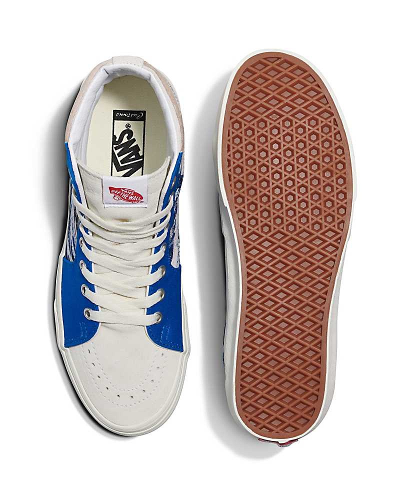 Men's Vans Customs Image Library Wave Sk8-Hi Shoes Blue White | USA AMY-257389