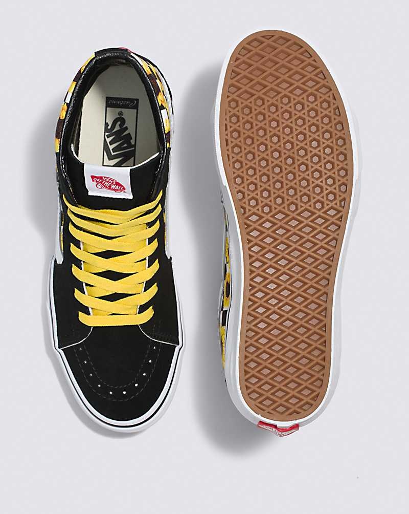 Men's Vans Customs Sk8-Hi Shoes Black Yellow | USA YKJ-823146