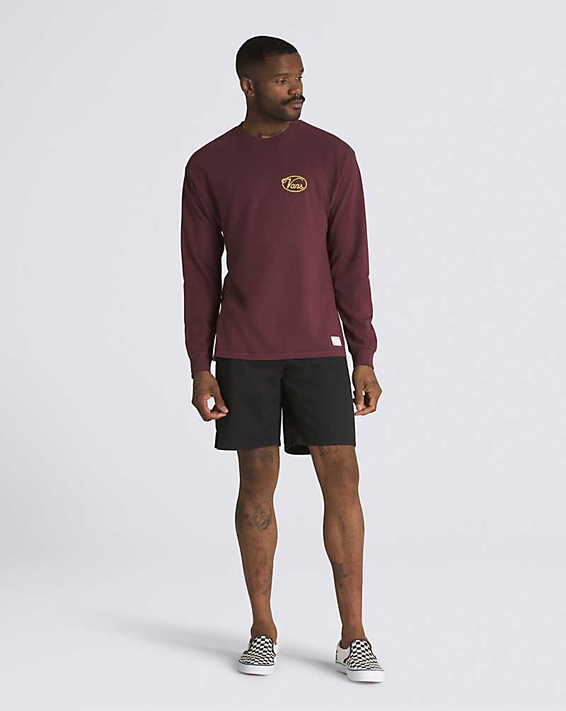 Men's Vans Deep Stare Long Sleeve T-Shirt Chocolate | USA PST-359478