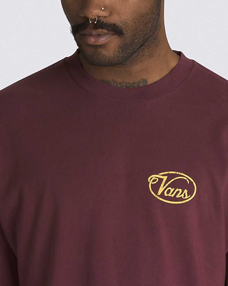 Men's Vans Deep Stare Long Sleeve T-Shirt Chocolate | USA PST-359478