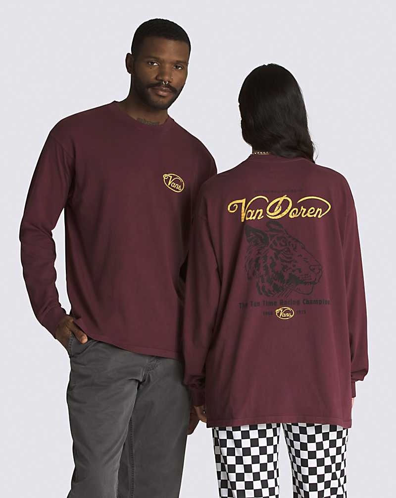 Men's Vans Deep Stare Long Sleeve T-Shirt Chocolate | USA PST-359478