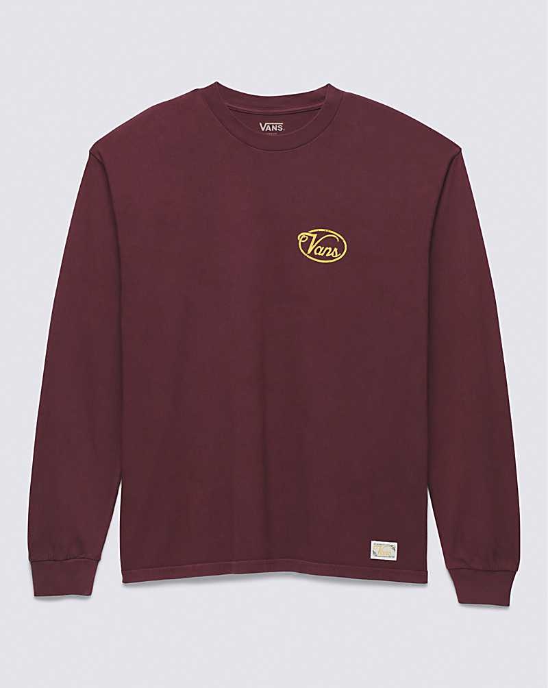 Men's Vans Deep Stare Long Sleeve T-Shirt Chocolate | USA PST-359478