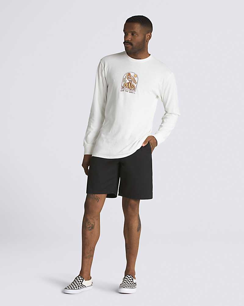 Men's Vans Deserted Long Sleeve T-Shirt White | USA VPR-168357