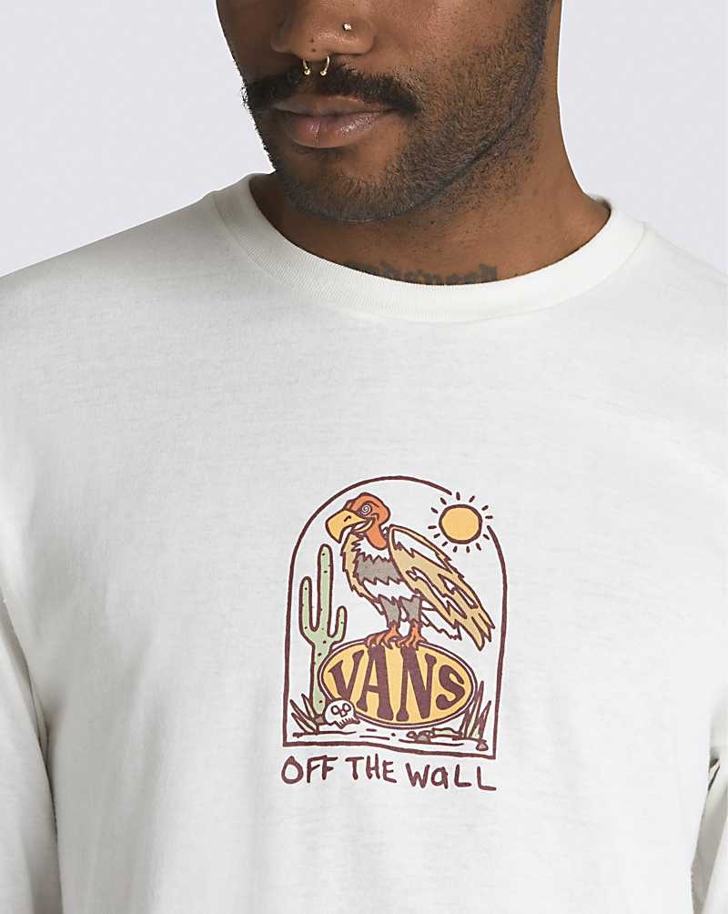 Men's Vans Deserted Long Sleeve T-Shirt White | USA VPR-168357