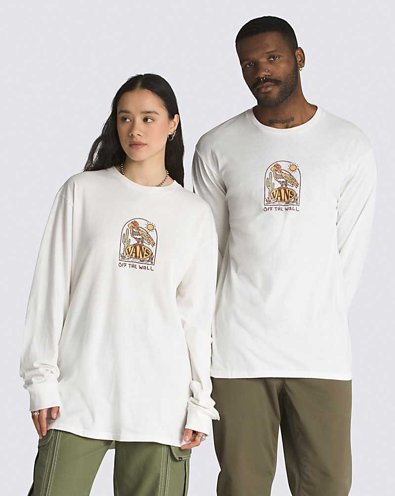 Men's Vans Deserted Long Sleeve T-Shirt White | USA VPR-168357