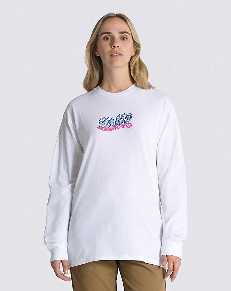 Men's Vans Digital Wavy Long Sleeve T-Shirt White | USA QSF-638405