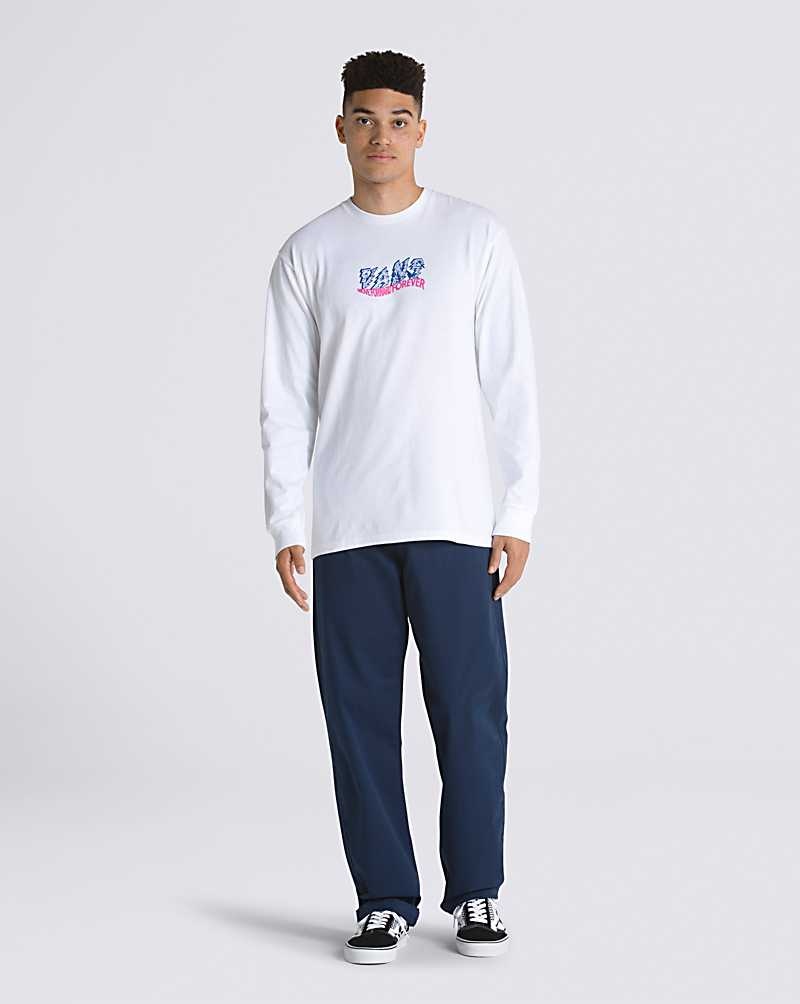 Men's Vans Digital Wavy Long Sleeve T-Shirt White | USA QSF-638405