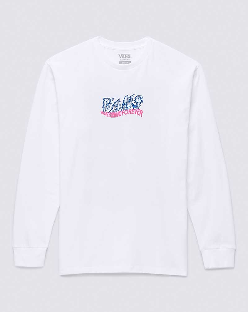 Men's Vans Digital Wavy Long Sleeve T-Shirt White | USA QSF-638405