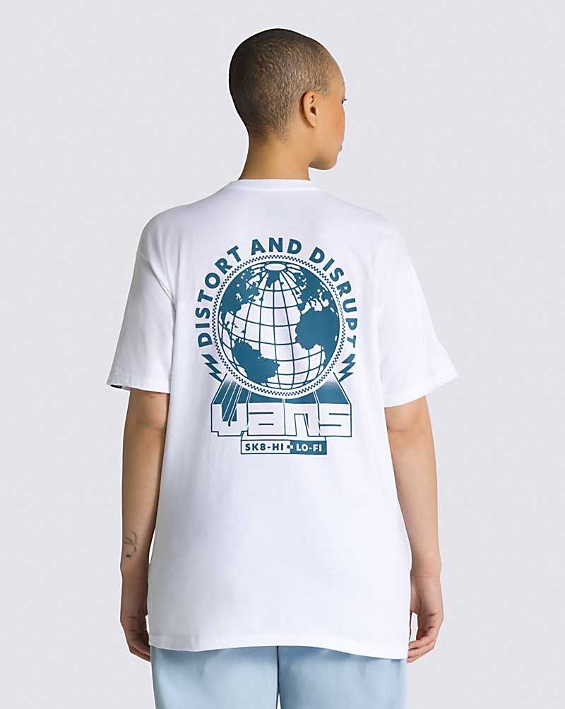 Men's Vans Distort And Disrupt Vans T-Shirt White | USA QNZ-674905