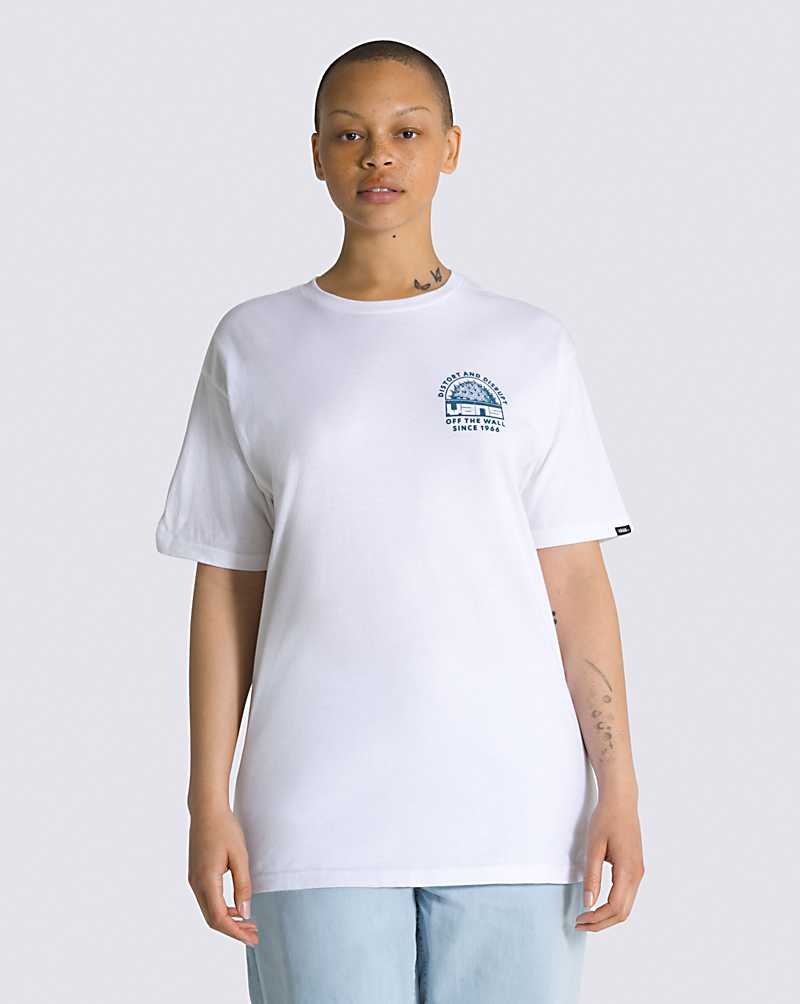 Men's Vans Distort And Disrupt Vans T-Shirt White | USA QNZ-674905