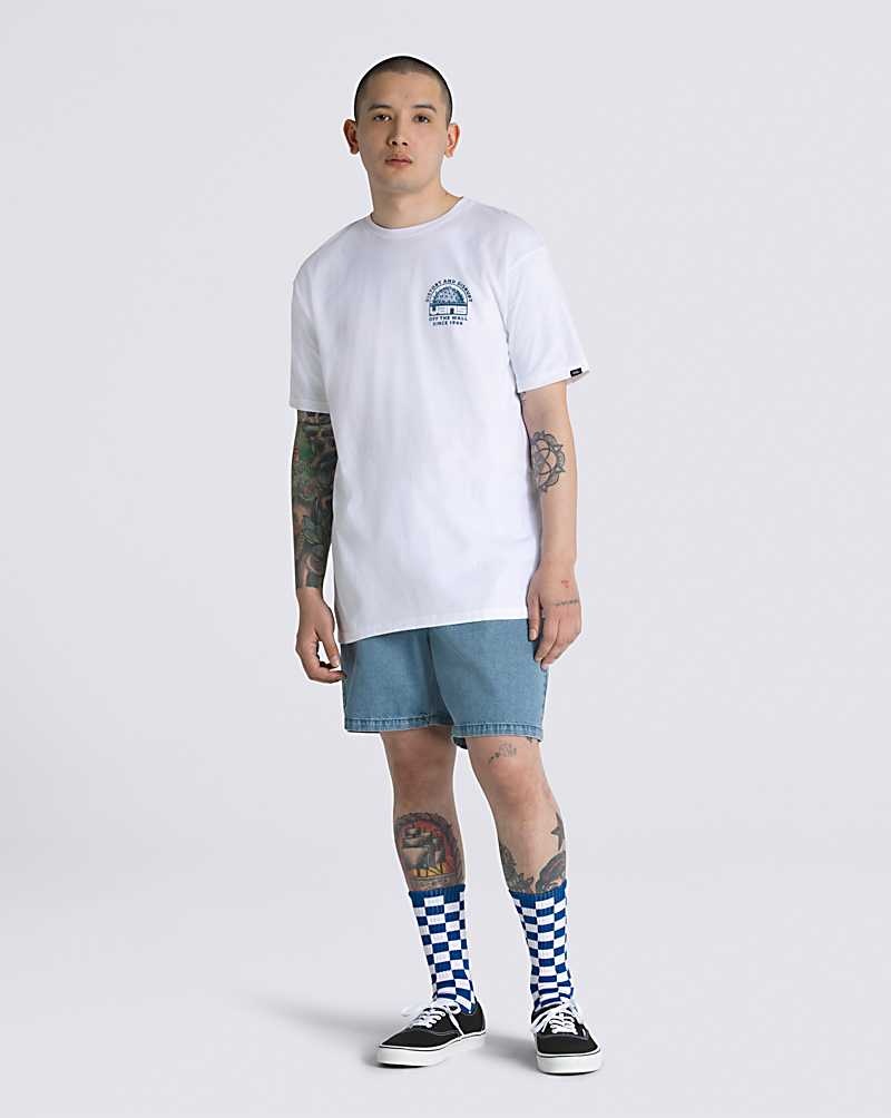 Men's Vans Distort And Disrupt Vans T-Shirt White | USA QNZ-674905