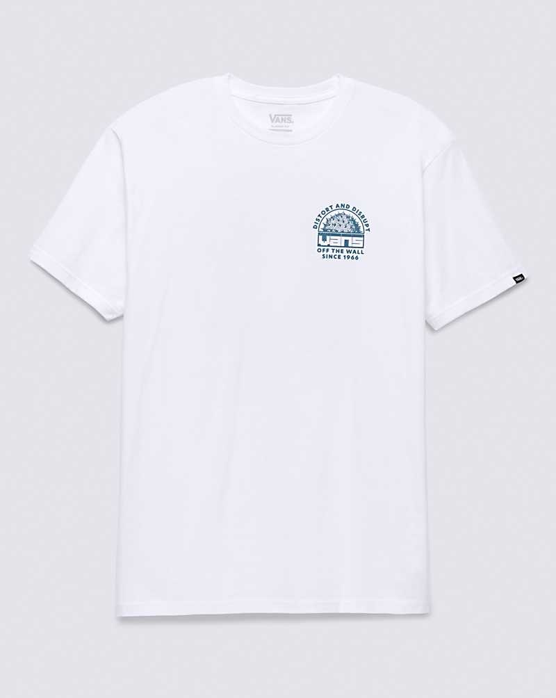 Men's Vans Distort And Disrupt Vans T-Shirt White | USA QNZ-674905