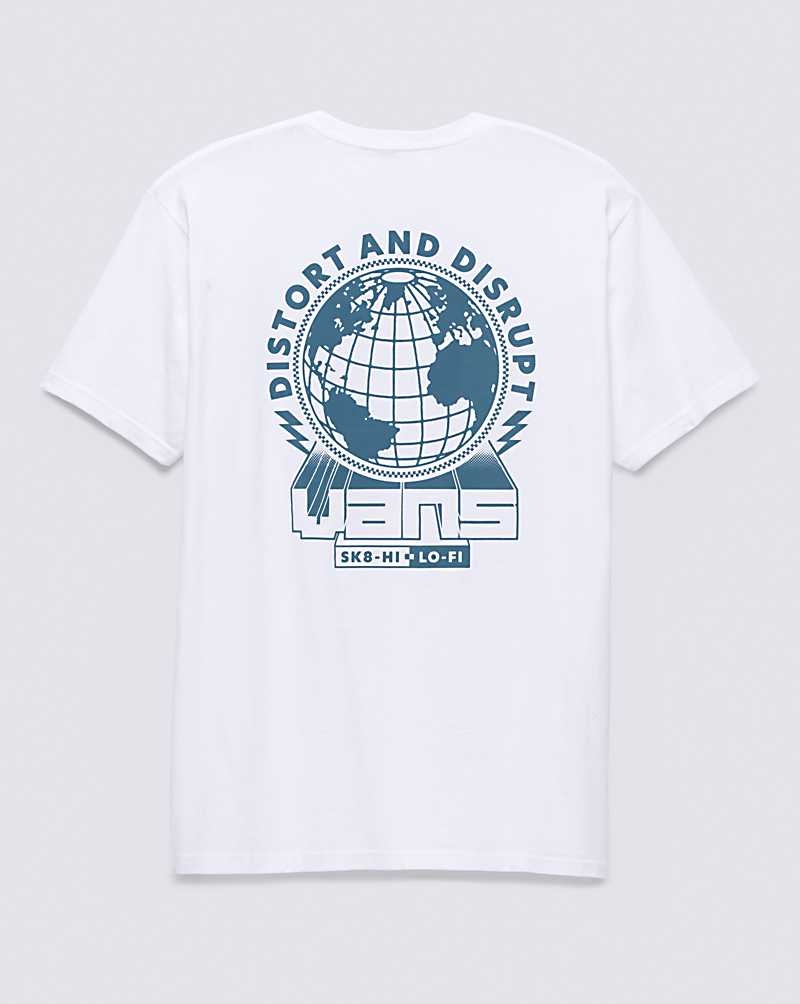 Men's Vans Distort And Disrupt Vans T-Shirt White | USA QNZ-674905