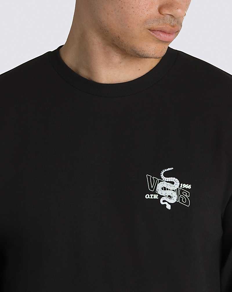 Men's Vans Distorted Snake Long Sleeve T-Shirt Black | USA IWV-076134