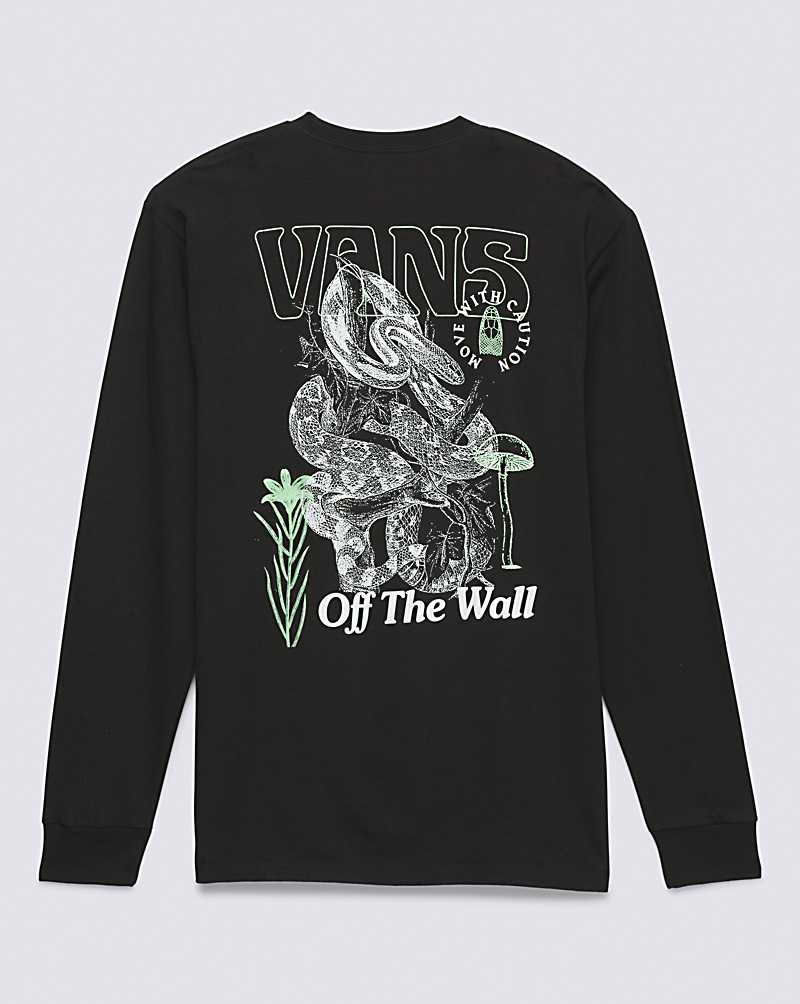 Men's Vans Distorted Snake Long Sleeve T-Shirt Black | USA IWV-076134