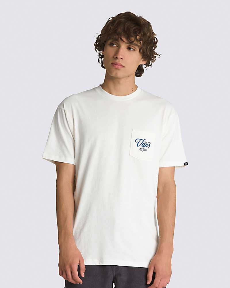 Men's Vans Fishing Club Pocket T-Shirt White | USA UPO-150628