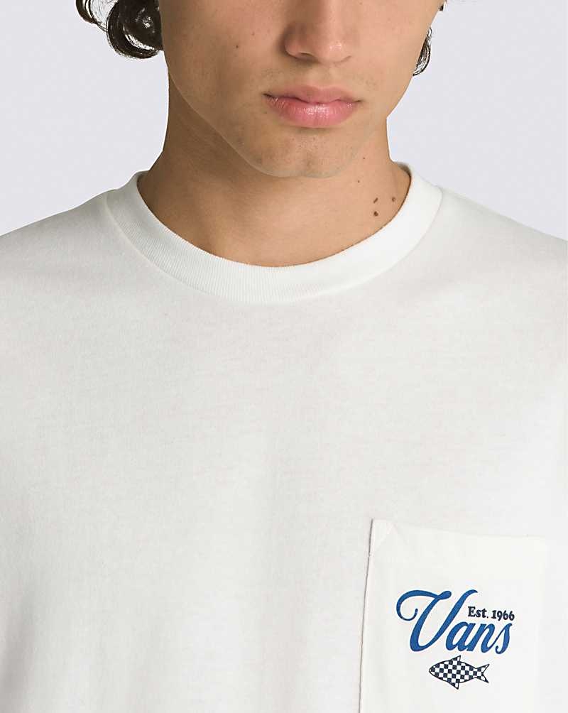 Men's Vans Fishing Club Pocket T-Shirt White | USA UPO-150628