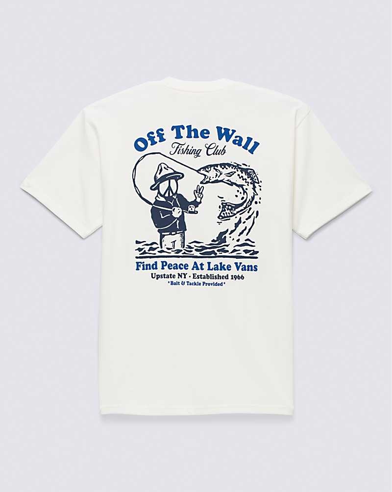 Men's Vans Fishing Club Pocket T-Shirt White | USA UPO-150628