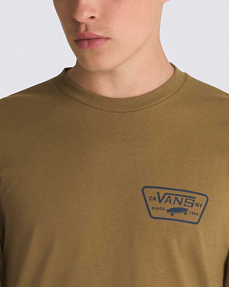 Men's Vans Full Patch Back Long Sleeve T-Shirt Brown | USA GXH-962084