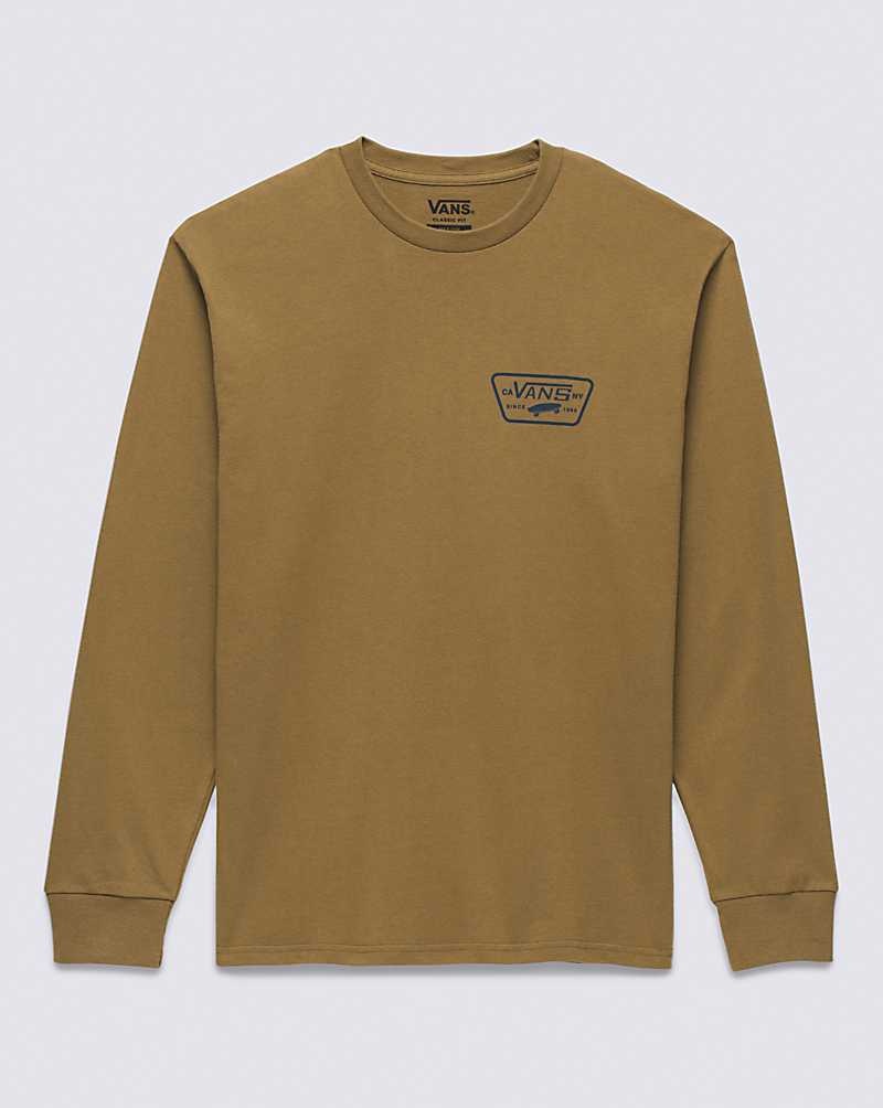 Men's Vans Full Patch Back Long Sleeve T-Shirt Brown | USA GXH-962084