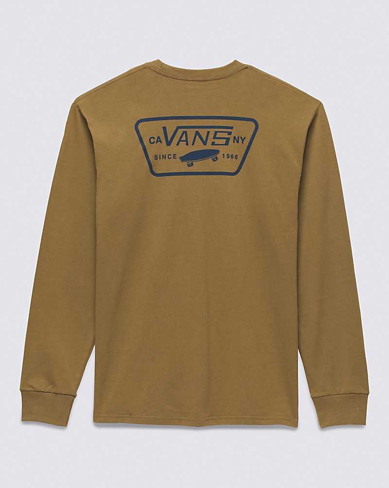 Men's Vans Full Patch Back Long Sleeve T-Shirt Brown | USA GXH-962084