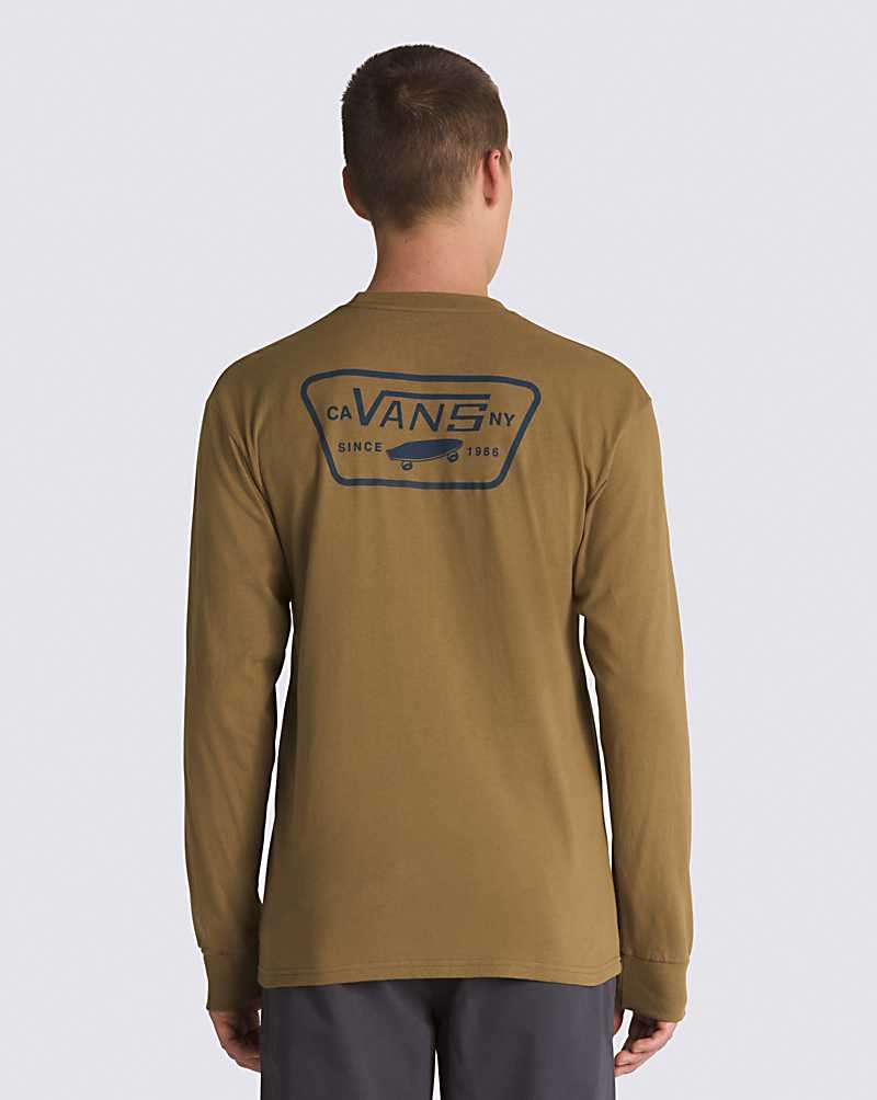 Men\'s Vans Full Patch Back Long Sleeve T-Shirt Brown | USA GXH-962084