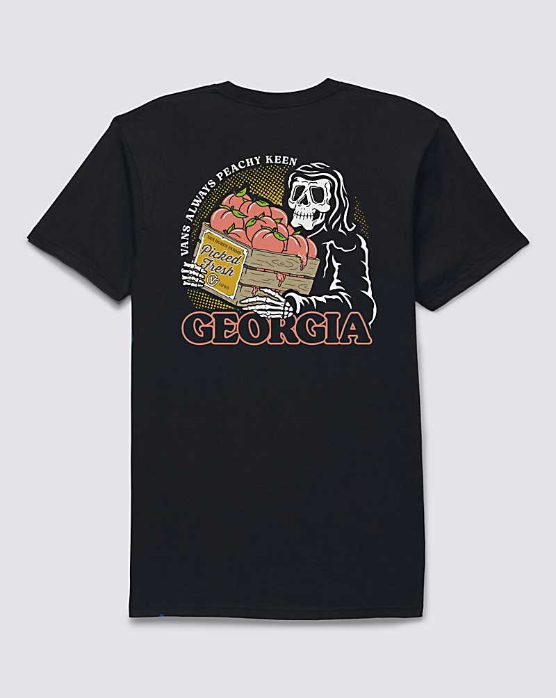 Men's Vans Georgia Peachy Keen T-Shirt Black | USA WNV-708492