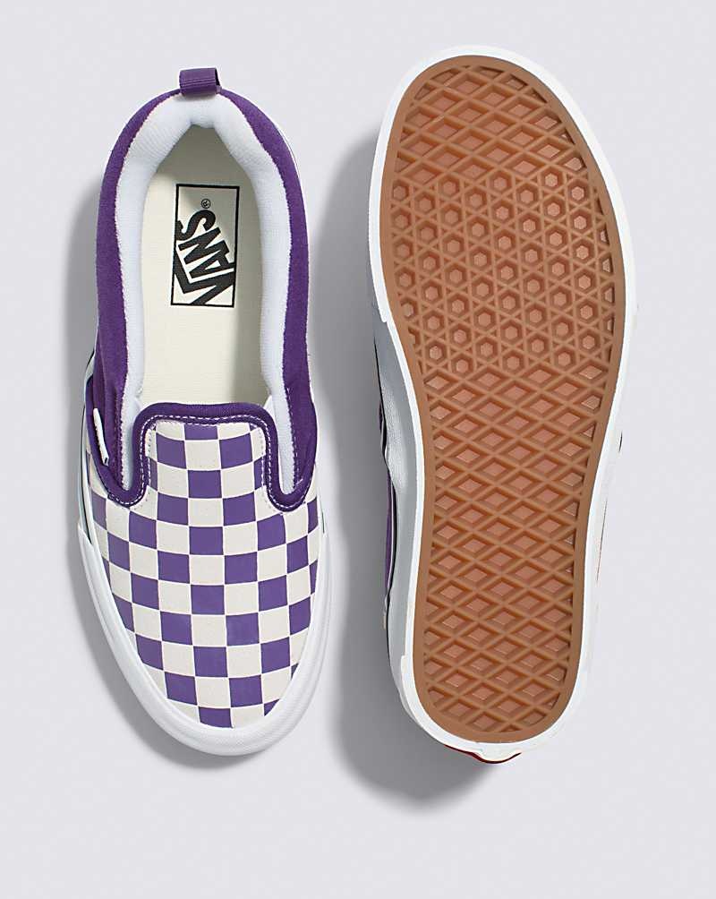 Men's Vans Knu Slip Checkerboard Shoes Purple White | USA NCR-841702