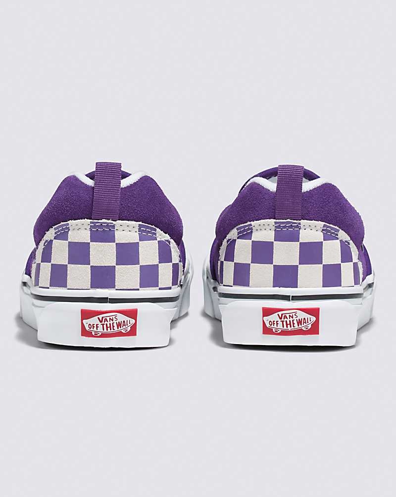 Men's Vans Knu Slip Checkerboard Shoes Purple White | USA NCR-841702