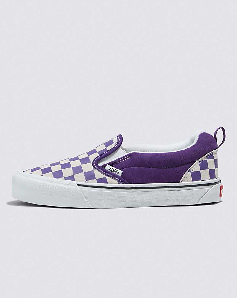 Men\'s Vans Knu Slip Checkerboard Shoes Purple White | USA NCR-841702