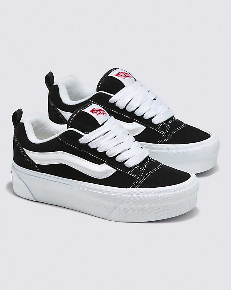 Men's Vans Knu Stack Shoes Black White | USA YRV-968124