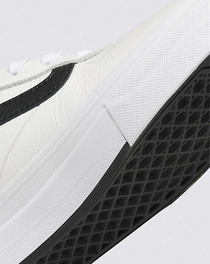 Men's Vans Kyle Walker Leather Skate Shoes White Black | USA DQY-368924