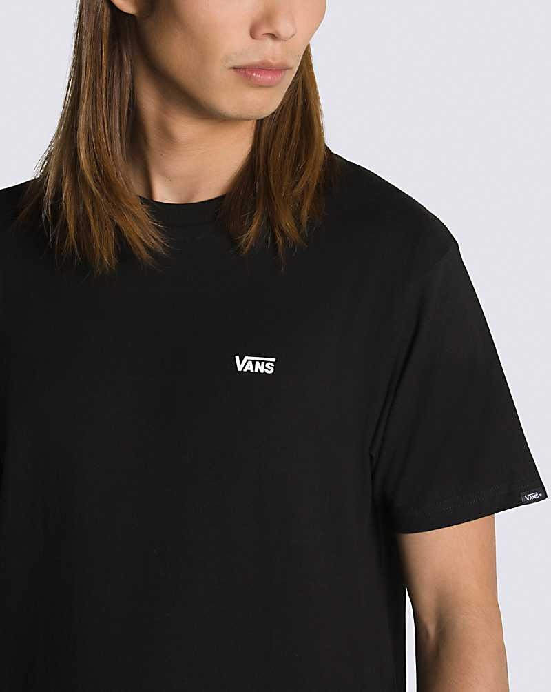 Men's Vans Left Chest Logo T-Shirt Black White | USA KHN-481235