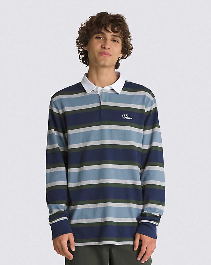 Men\'s Vans Menton Rugby Sweater Blue | USA GSX-506483