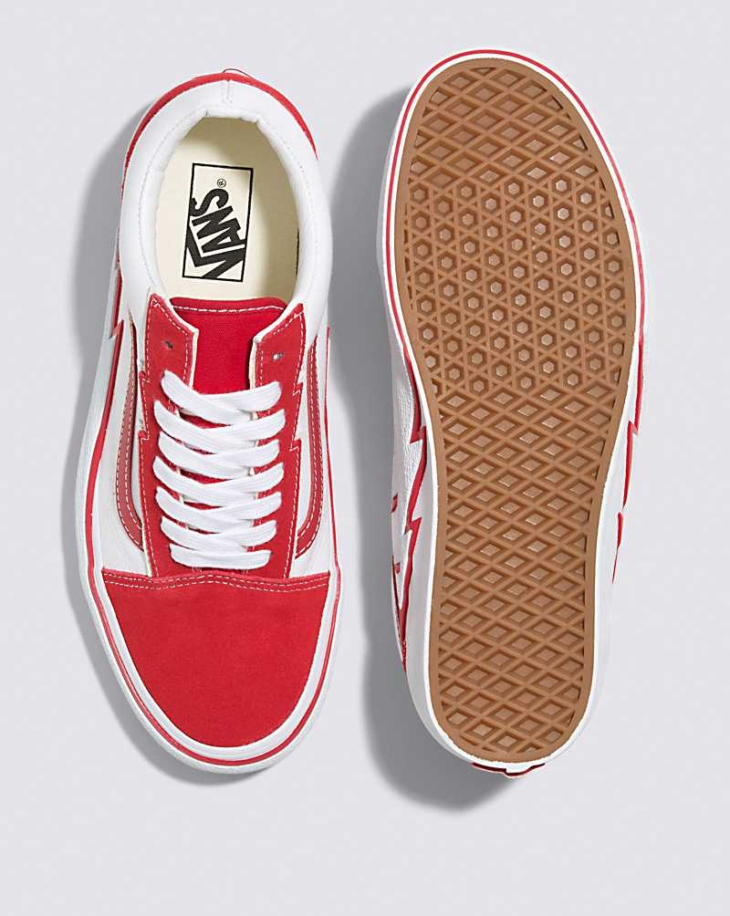 Men's Vans Old Skool Bolt 2-Tone Shoes Red White | USA ODX-954213