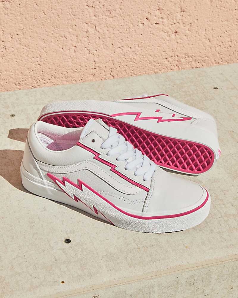 Men's Vans Old Skool Bolt Leather Shoes White Pink | USA RPQ-437019