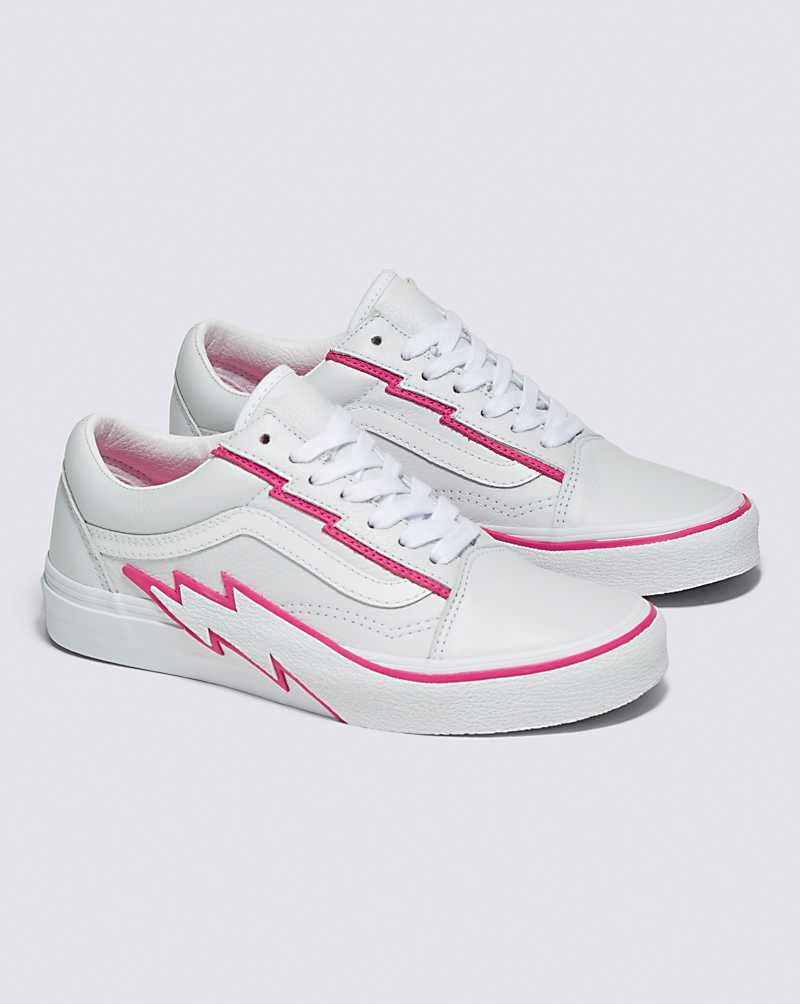 Men's Vans Old Skool Bolt Leather Shoes White Pink | USA RPQ-437019