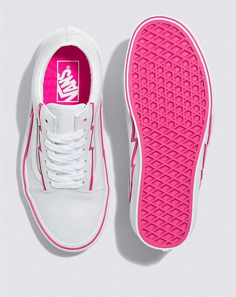 Men's Vans Old Skool Bolt Leather Shoes White Pink | USA RPQ-437019