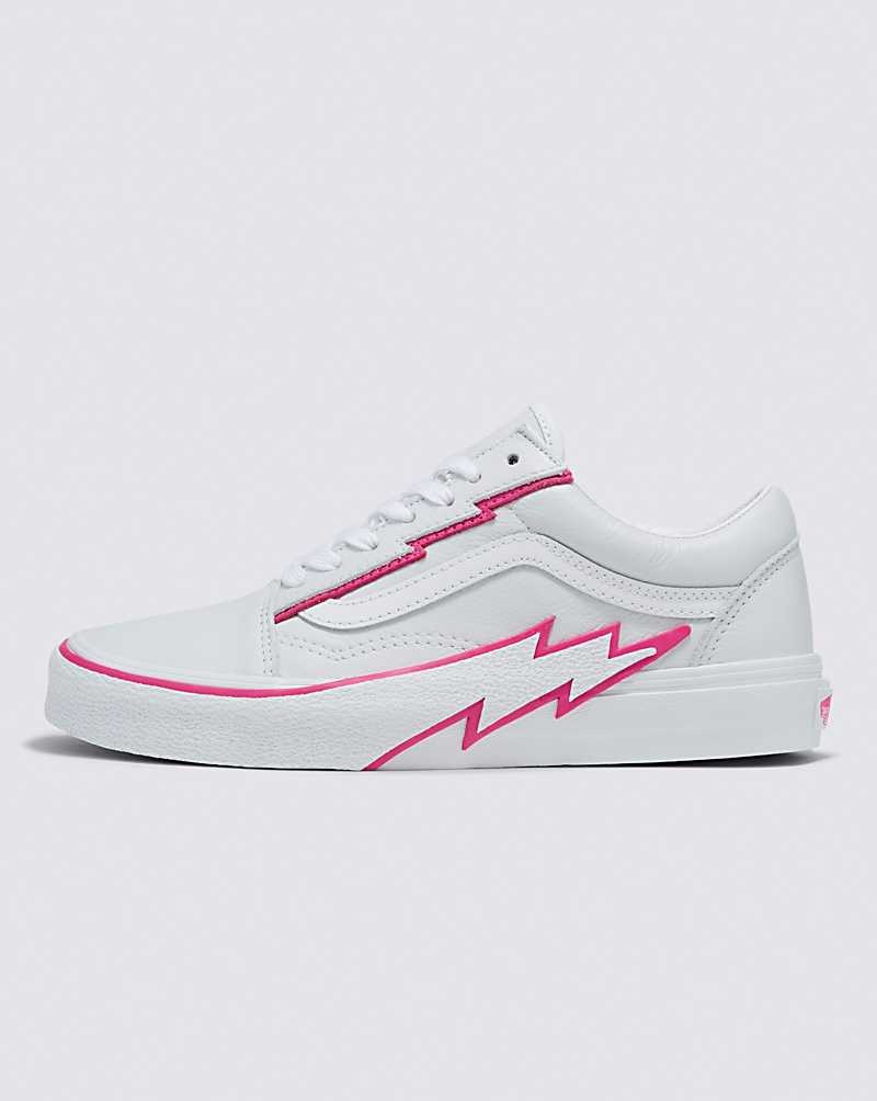 Men\'s Vans Old Skool Bolt Leather Shoes White Pink | USA RPQ-437019