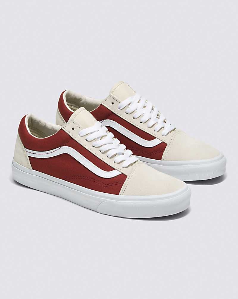 Men's Vans Old Skool Canvas Suede Shoes Dark Red | USA PNR-795261