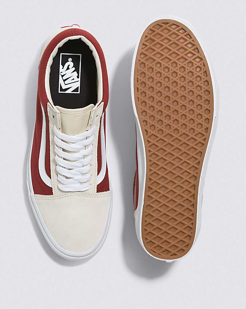 Men's Vans Old Skool Canvas Suede Shoes Dark Red | USA PNR-795261