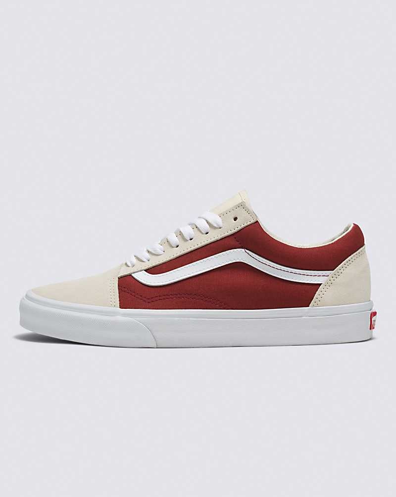 Men\'s Vans Old Skool Canvas Suede Shoes Dark Red | USA PNR-795261