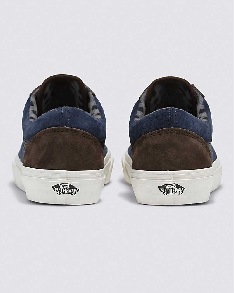 Men's Vans Old Skool Pig Suede Shoes Brown Navy | USA UJI-658274