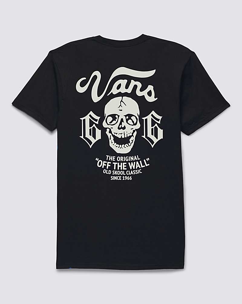 Men's Vans Old Skool Skull T-Shirt Black | USA BZV-438127