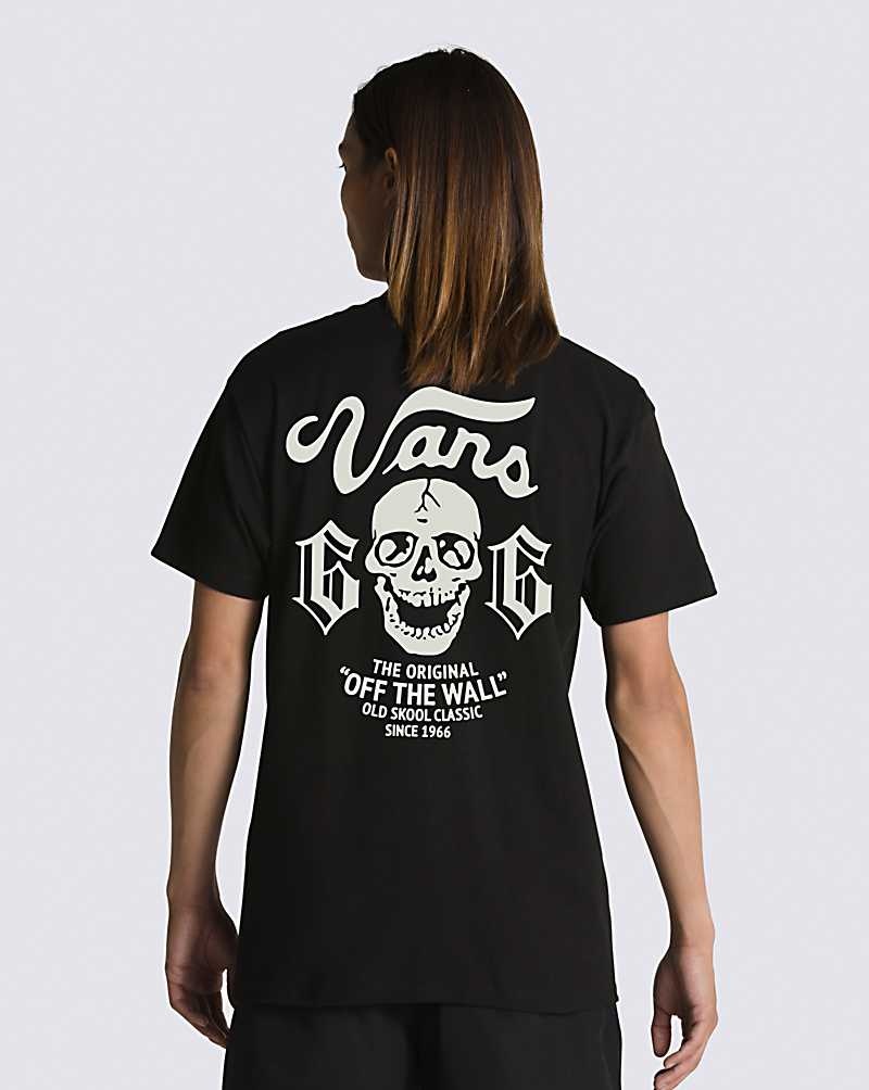 Men\'s Vans Old Skool Skull T-Shirt Black | USA BZV-438127