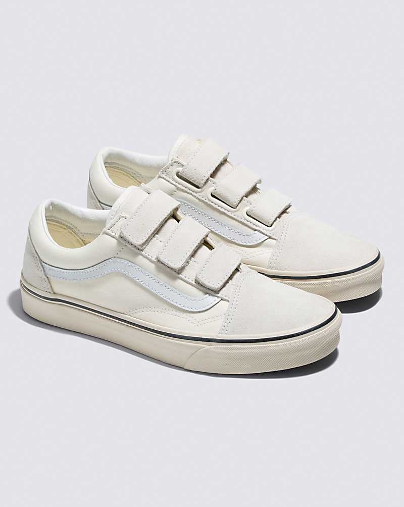 Men's Vans Old Skool V Suede Canvas Shoes White | USA RMA-982130