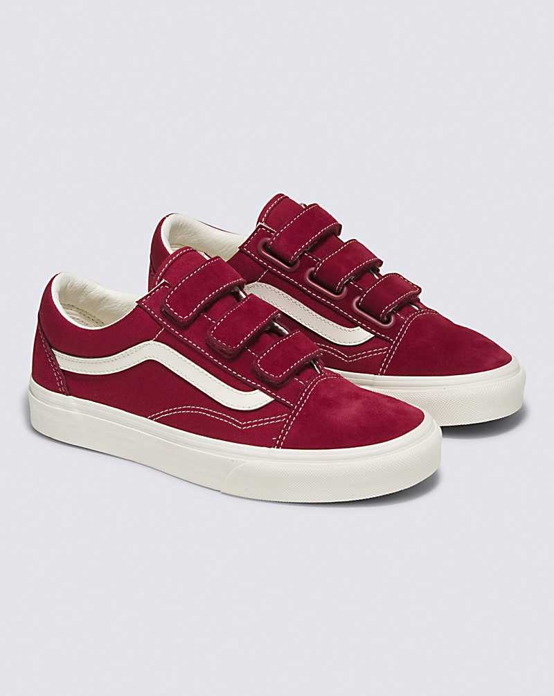 Men's Vans Old Skool V Suede Canvas Shoes Red | USA DNG-018293