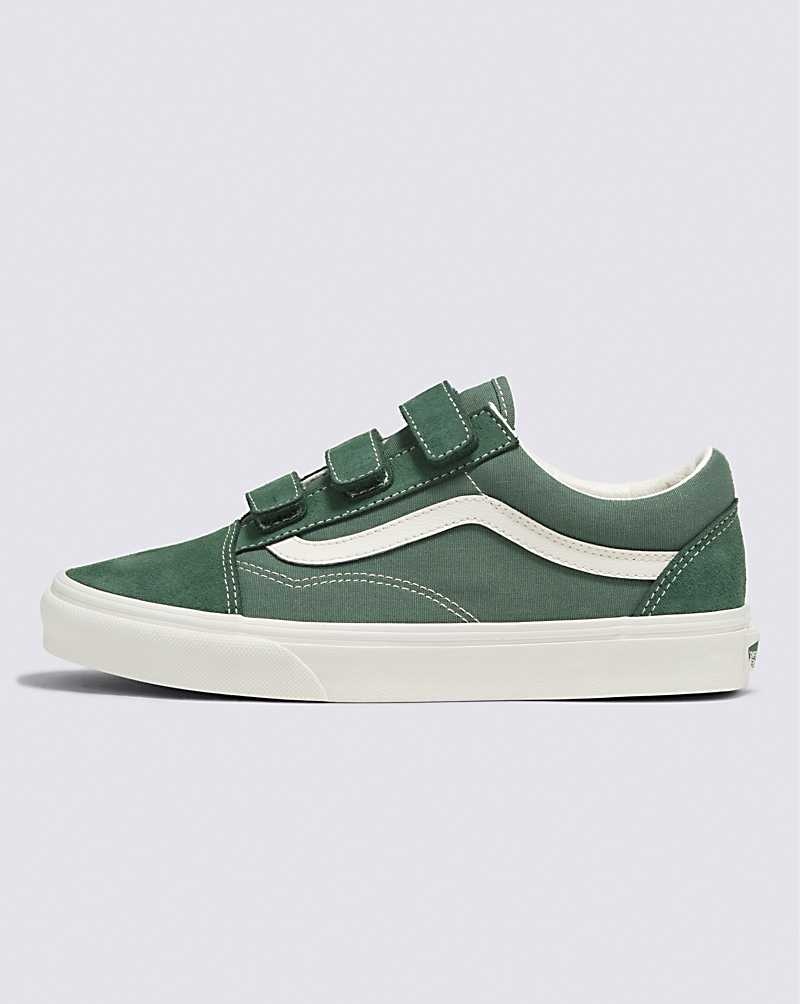 Men\'s Vans Old Skool V Suede Canvas Shoes Green | USA XPI-138597