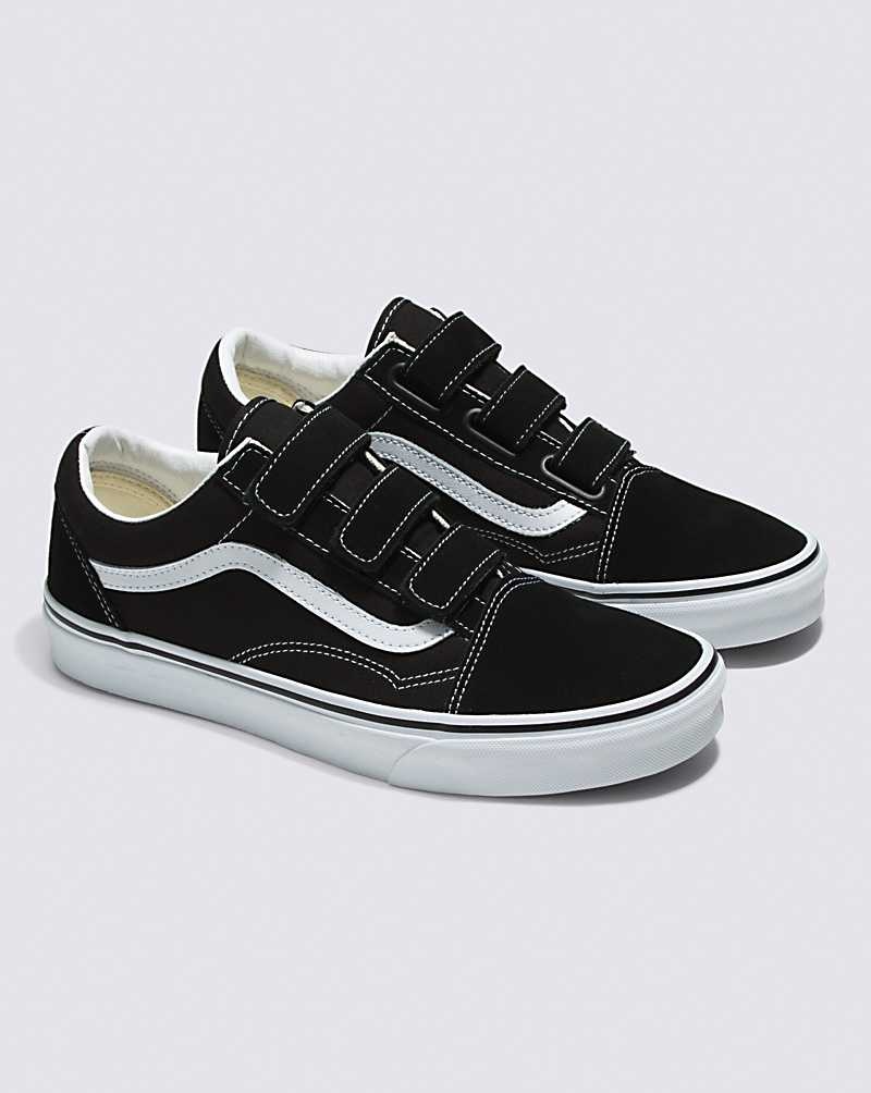 Men's Vans Old Skool V Suede Canvas Shoes Black White | USA RGN-659831